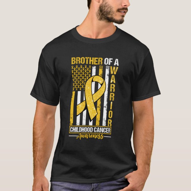 Brother Of A Warrior Childhood Cancer Awareness Fl T-Shirt (Front)