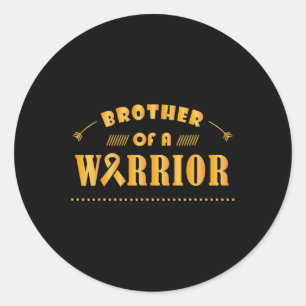 Brother of a Warrior Childhood Cancer Ribbon Aware Classic Round Sticker