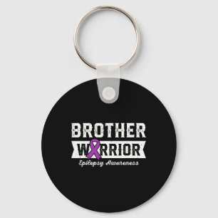 Brother Of A Warrior Epilepsy Brother Purple Ribbo Key Ring