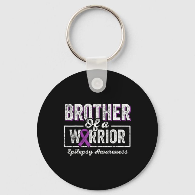 Brother Of A Warrior Epilepsy Brother Purple Ribbo Key Ring (Front)