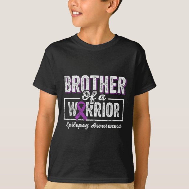 Brother Of A Warrior Epilepsy Brother Purple Ribbo T-Shirt (Front)