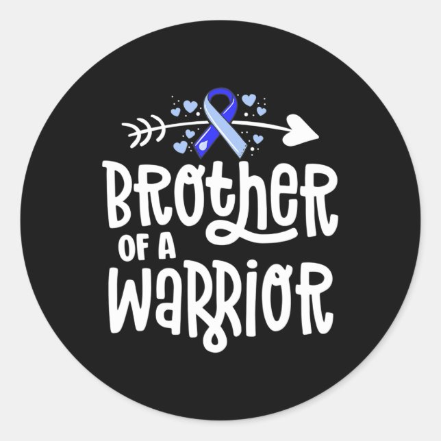 Brother Of A Warrior Hydrocephalus Awareness Famil Classic Round Sticker (Front)