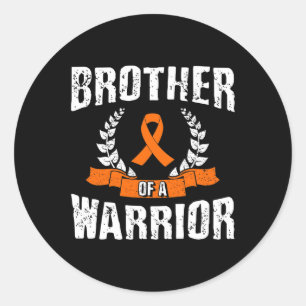 Brother Of A Warrior Leukaemia Awareness  Classic Round Sticker