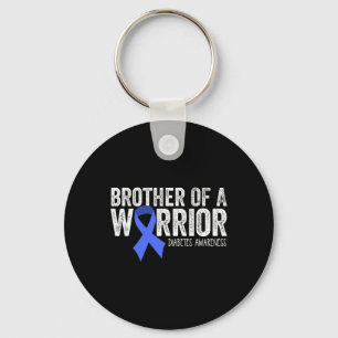 Brother Of A Warrior T1d Diabetic Blue Ribbon Supp Key Ring