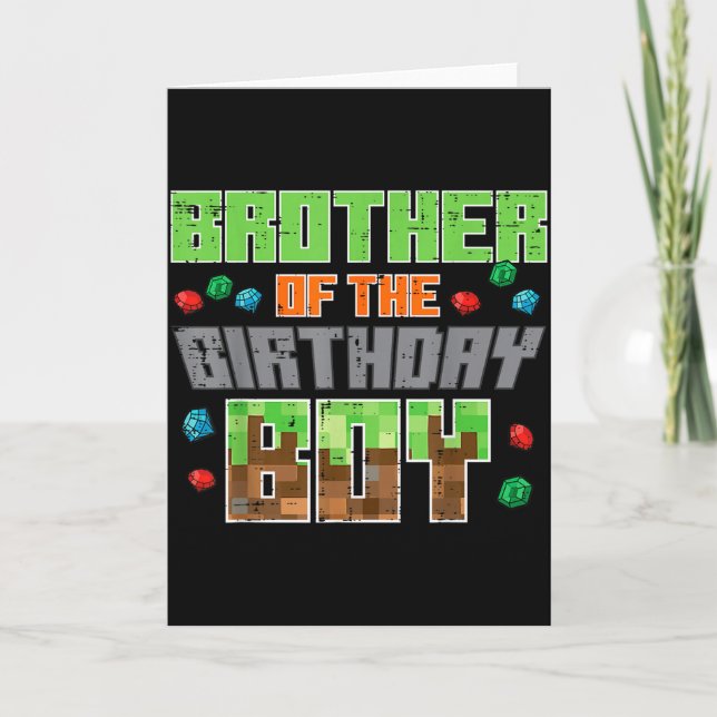 Brother Of Birthday Boy Xel Gamer Bday Party Boys  Card (Front)