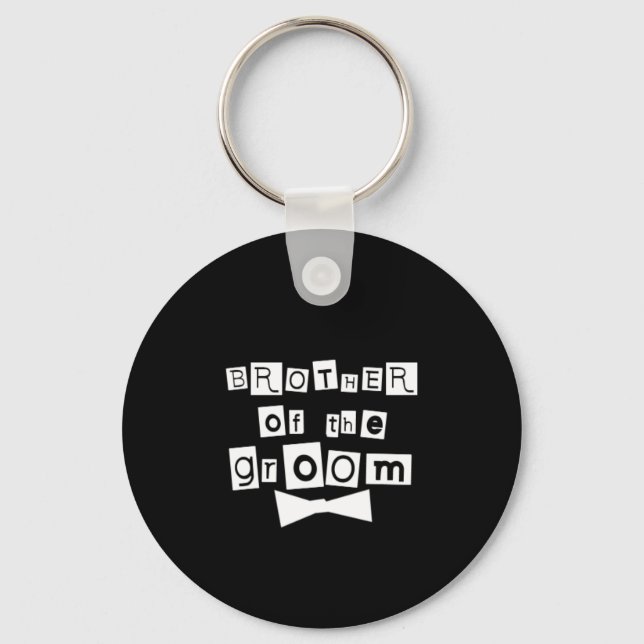 Brother of Groom White on Black Key Ring (Front)