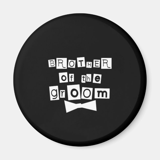 Brother of Groom White on Black Magnet (Front)