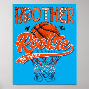 Brother Of Rookie 1st Basball Birthday Boy Party Poster