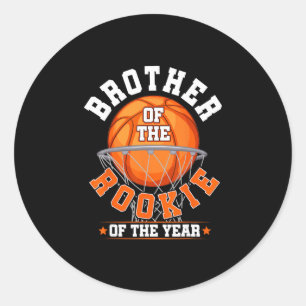 Brother Of Rookie 1st Birthday Sketll Family Party Classic Round Sticker