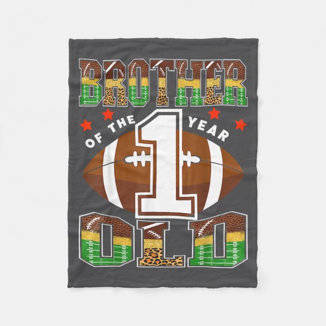 Brother Of The 1 Year Old Football First Birthday  Fleece Blanket (Front)