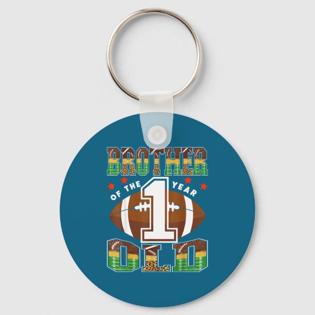 Brother Of The 1 Year Old Football First Birthday  Key Ring (Front)