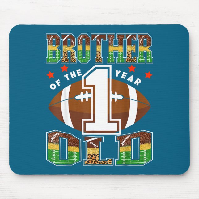 Brother Of The 1 Year Old Football First Birthday  Mouse Mat (Front)