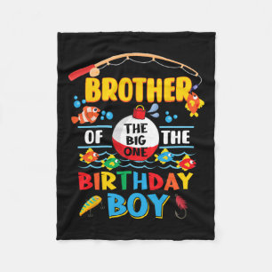 Brother Of The Big One Fishing 1st Birthday Ofisha Fleece Blanket