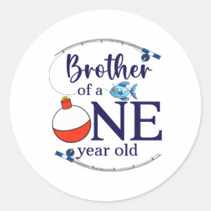 Brother Of The Big One Fishing Boy First Birthday Classic Round Sticker