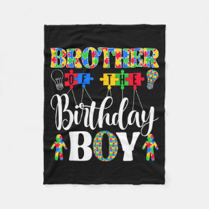 Brother of the birthday boy autism awareness famil fleece blanket