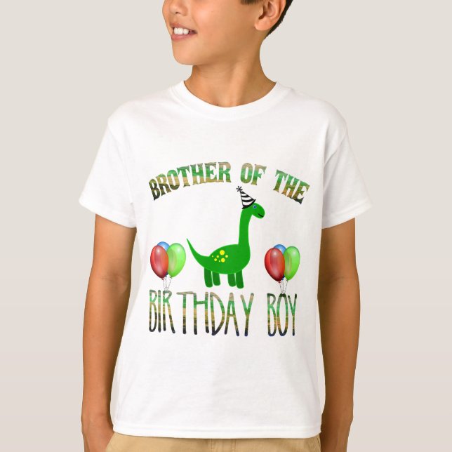 Brother Of The Birthday Boy Dinosaur Party T-Shirt (Front)