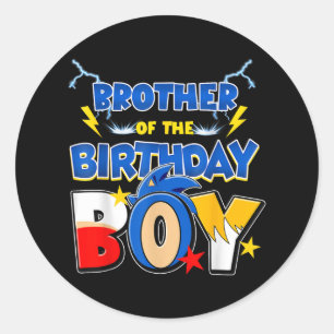 Brother Of The Birthday Boy Family Matching Party Classic Round Sticker