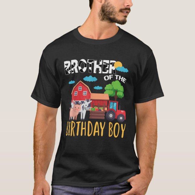 Brother Of The Birthday Boy Farm Animal Barnyard M T-Shirt (Front)