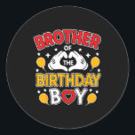 Brother Of The Birthday Boy For Matching Family Pa Classic Round Sticker<br><div class="desc">Brother Of The Birthday Boy For Matching Family Party</div>