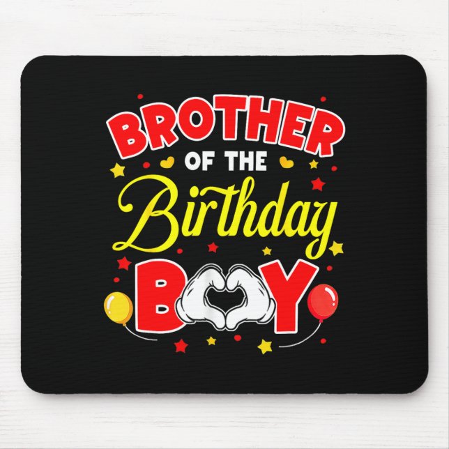 Brother Of The Birthday Boy Matching Family Party  Mouse Mat (Front)