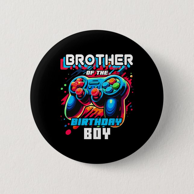 Brother Of The Birthday Boy Matching Family Video  6 Cm Round Badge (Front)