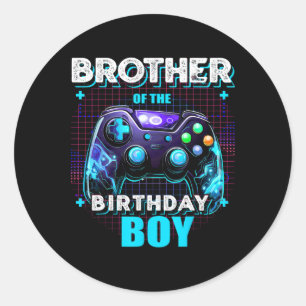 Brother Of The Birthday Boy Matching Family Video  Classic Round Sticker
