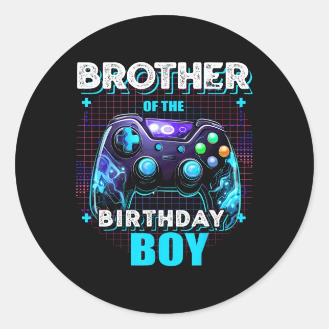Brother Of The Birthday Boy Matching Family Video  Classic Round Sticker (Front)