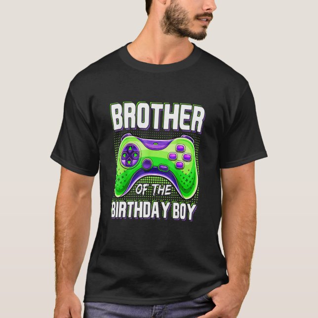 Brother of the Birthday Boy Matching Family Video  T-Shirt (Front)