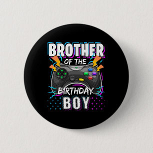 Brother Of The Birthday Boy Matching Video Game Bi 6 Cm Round Badge