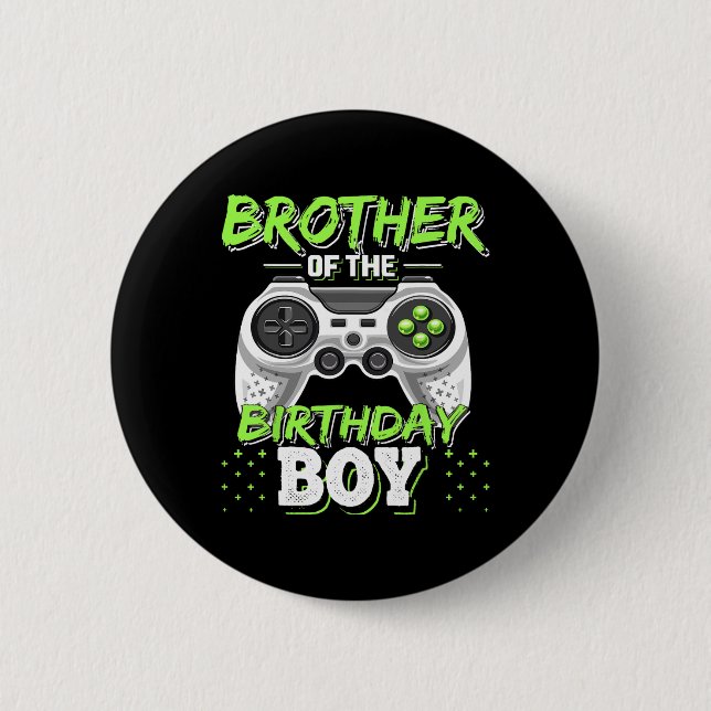 Brother Of The Birthday Boy Matching Video Game Bi 6 Cm Round Badge (Front)