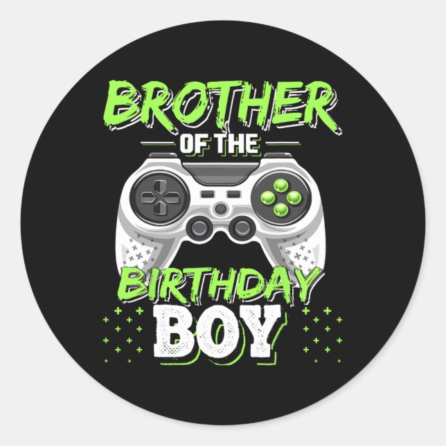 Brother Of The Birthday Boy Matching Video Game Bi Classic Round Sticker (Front)