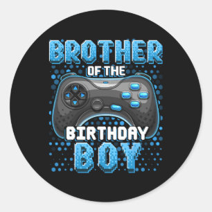 Brother Of The Birthday Boy Matching Video Game Bi Classic Round Sticker