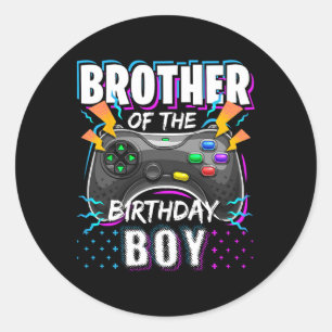 Brother Of The Birthday Boy Matching Video Game Bi Classic Round Sticker