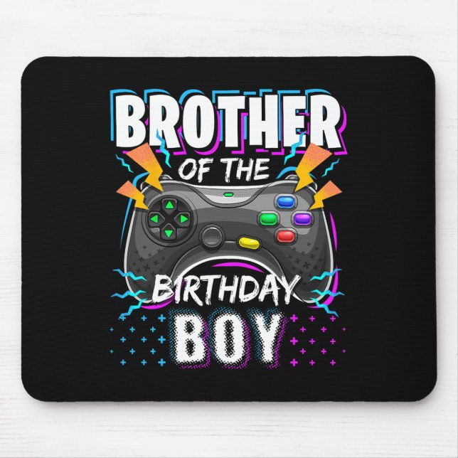 Brother Of The Birthday Boy Matching Video Game Bi Mouse Mat (Front)