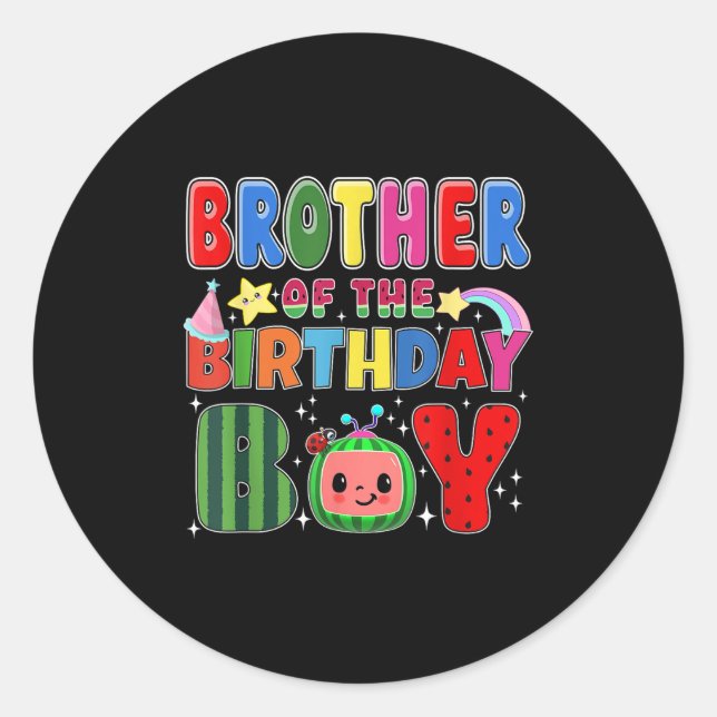 Brother Of The Birthday Boy Melon Family Matching  Classic Round Sticker (Front)