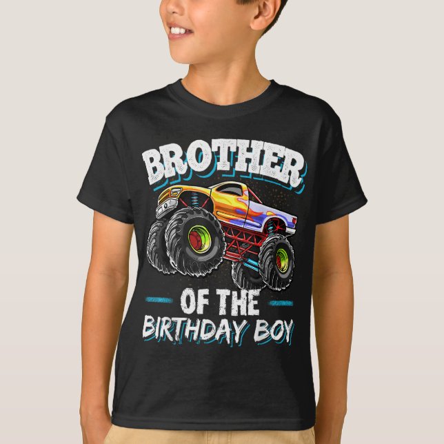 Brother of the Birthday Boy Monster Truck Birthday T-Shirt (Front)
