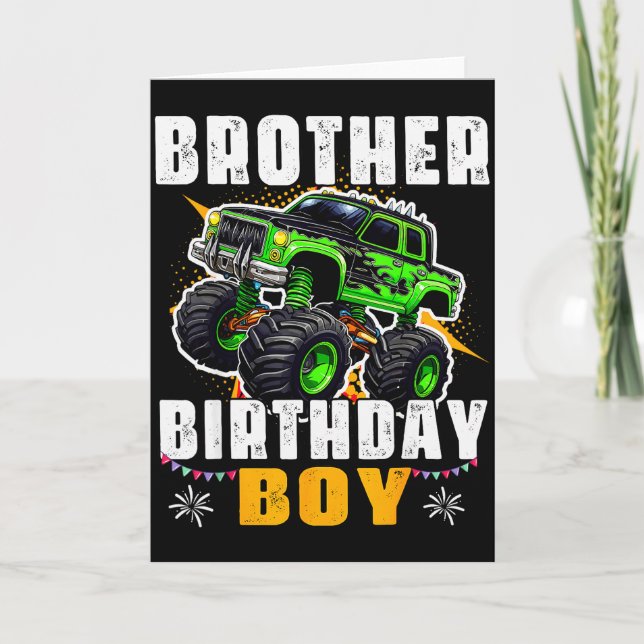 Brother Of The Birthday Boy Monster Truck Family M Card (Front)