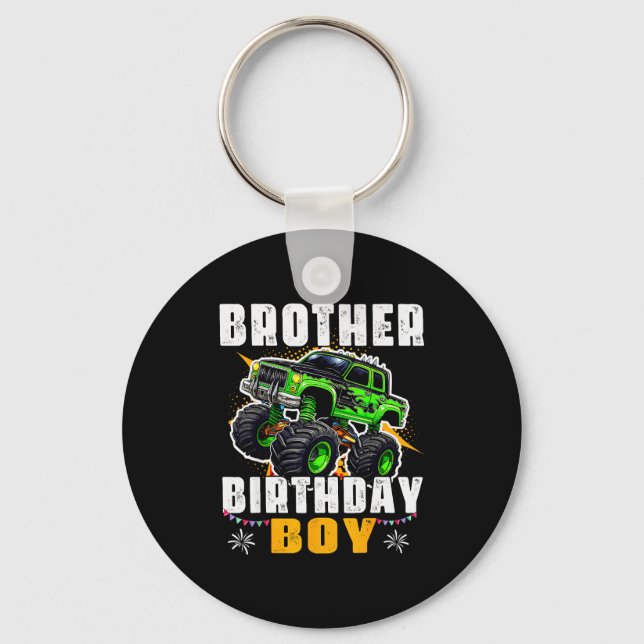 Brother Of The Birthday Boy Monster Truck Family M Key Ring (Front)