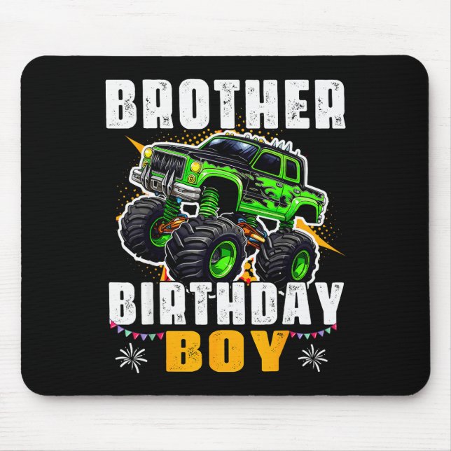Brother Of The Birthday Boy Monster Truck Family M Mouse Mat (Front)