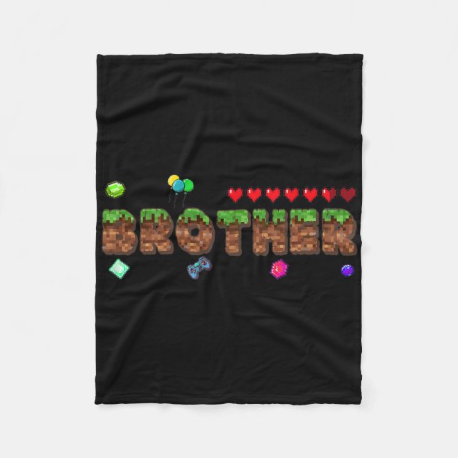Brother Of The Birthday Boy Pixel Game Matching Fa Fleece Blanket (Front)