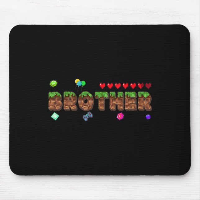 Brother Of The Birthday Boy Pixel Game Matching Fa Mouse Mat (Front)