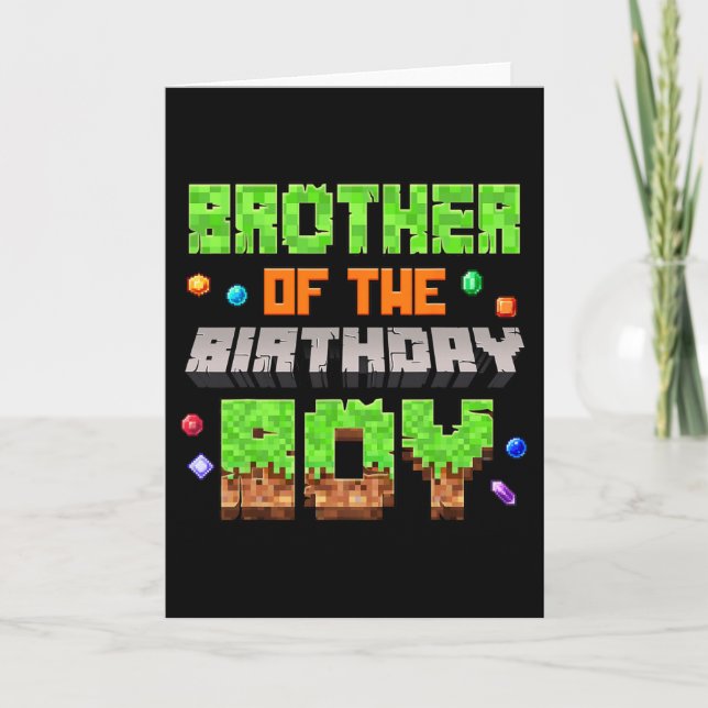 Brother Of The Birthday Boy Pixel Gaming Video Gam Card (Front)
