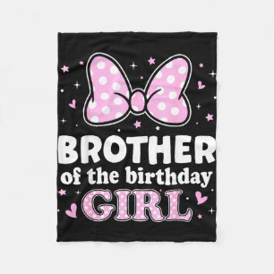 Brother of the birthday girl cute pink bow family fleece blanket