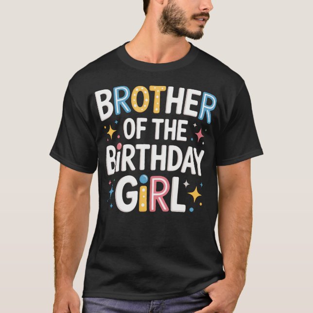 Brother Of The Birthday Girl Pink Family Party T-Shirt (Front)