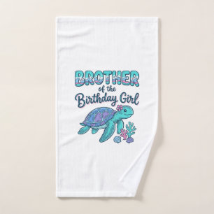Brother of the Birthday Girl Sea Turtle Shirt Desi Hand Towel