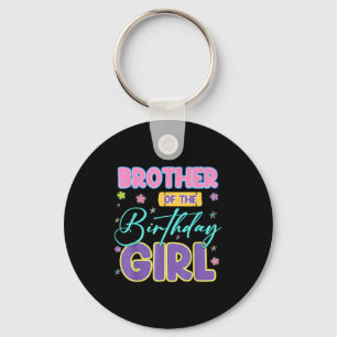 Brother Of The Birthday Girl Vintage Floral Birthd Key Ring