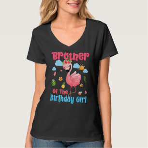 Brother Of The Birthday Girls Tropical Flamingo Fa T-Shirt