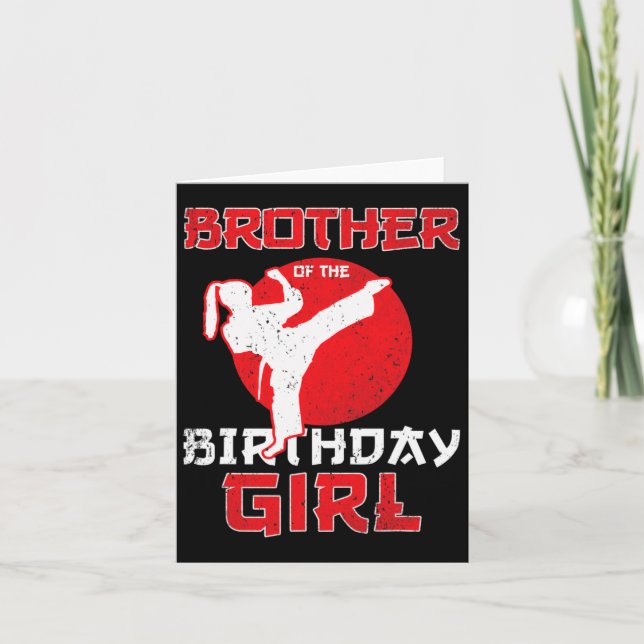 Brother Of The Birthday Karate Taekwondo Girl Mart Card (Front)