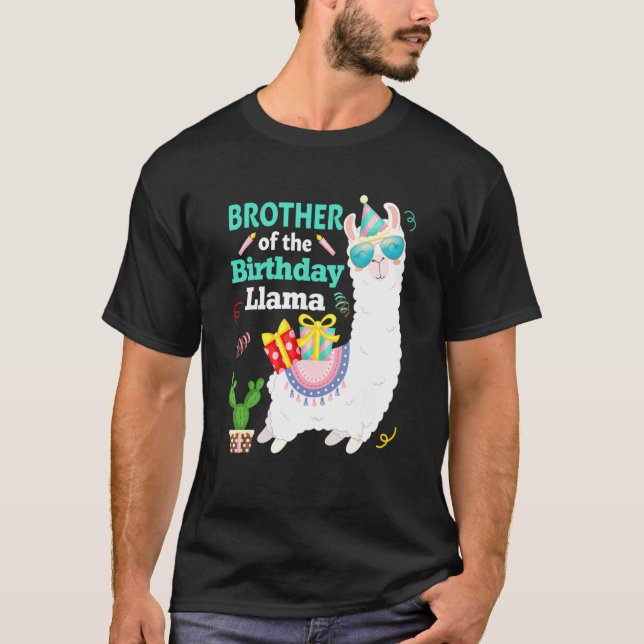 Brother Of The Birthday Llama Family Matching T-Shirt (Front)