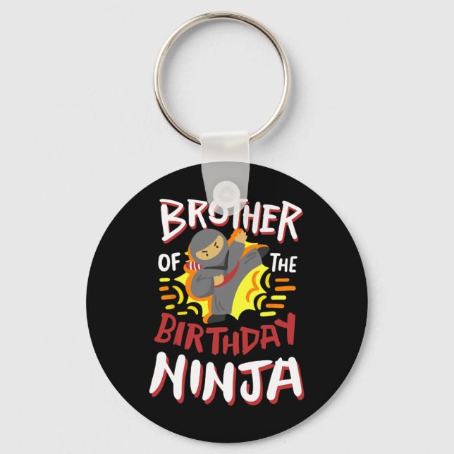 Brother Of The Birthday Ninja Karate Kids Bday Par Key Ring (Front)